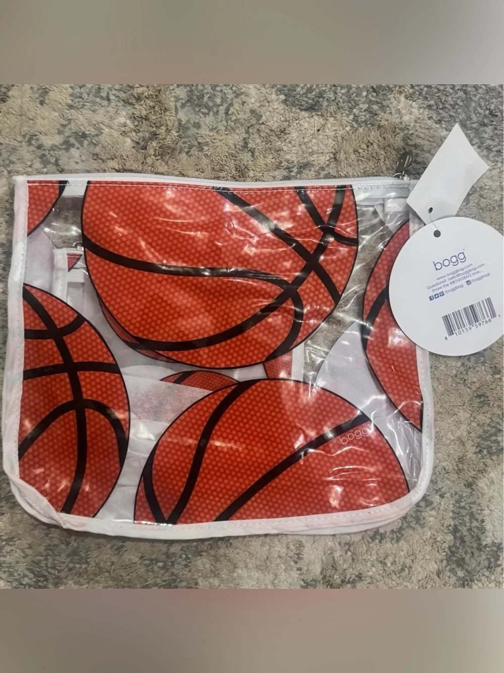 Bogg Clear Basketball Print Decorative Inserts Pouch - New